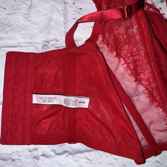 Victoria Secret Dream Angels Red Lace Corset Bra Unlined Size M - Picture 3 of 5
